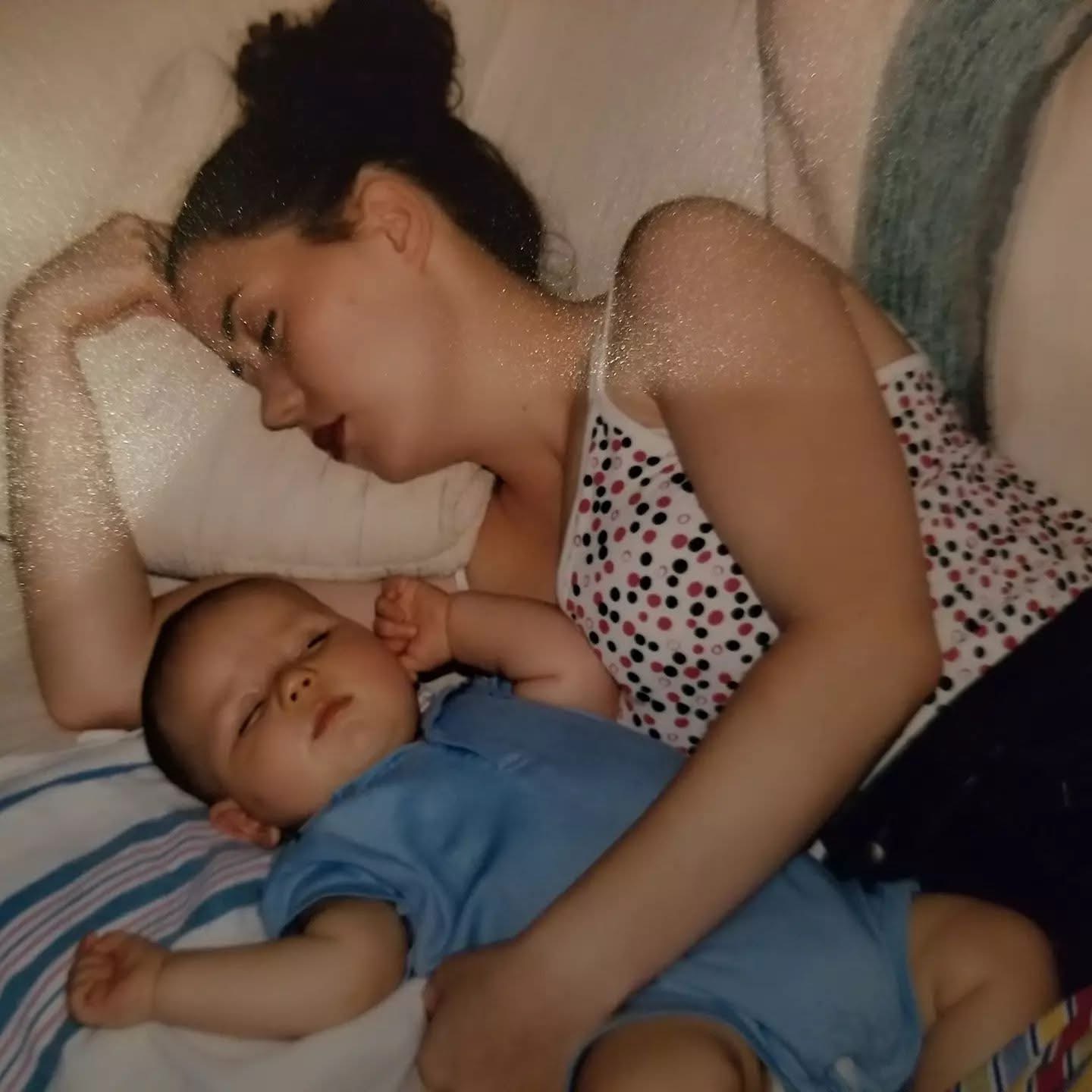Tender moment between mother and baby